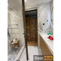 White HPL Interior Door with Timeless Gold Anodized Profile – Developer-Grade Supply UAE